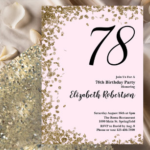 Elegant 78. Geburtstag Einladung Pink Gold Sequins