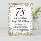 Elegant 78th Birthday Invitation in black and gold Einladung (Stehend Vorderseite)