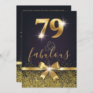 Elegant 79 & Fabulous Gold Glitzer 79. Geburtstag Einladung