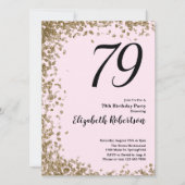 Elegant 79. Geburtstag Einladung Pink Gold Sequins (Vorderseite)