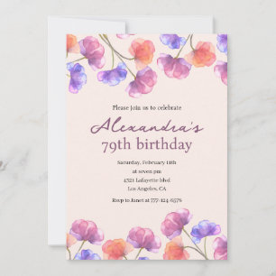 Elegant 79. Geburtstag Einladungen Boho Floral Chi