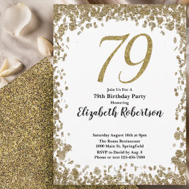Elegant 79th Birthday Invitation With Gold Sequins Einladung