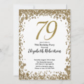 Elegant 79th Birthday Invitation With Gold Sequins Einladung (Vorderseite)