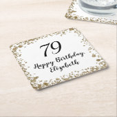 Elegant 79th Birthday Napkins With Gold Sequins Rechteckiger Pappuntersetzer (angewinkelt)