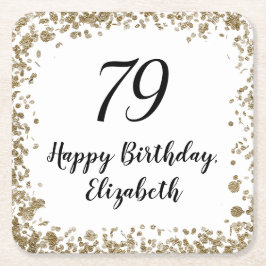 Elegant 79th Birthday Napkins With Gold Sequins Rechteckiger Pappuntersetzer