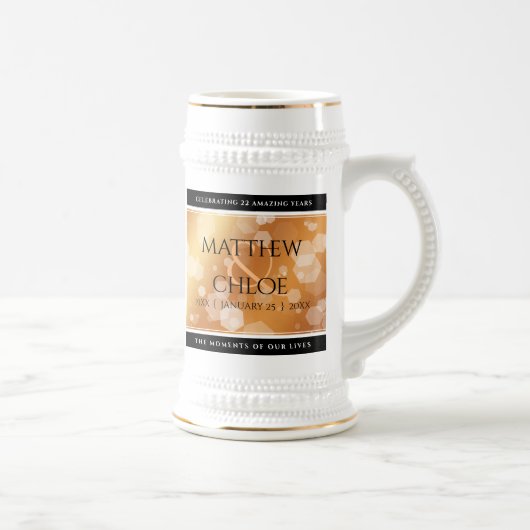 Elegant 7. 22. 49. Geburtstag der Kupferhochzeit Bierglas (Rechts)