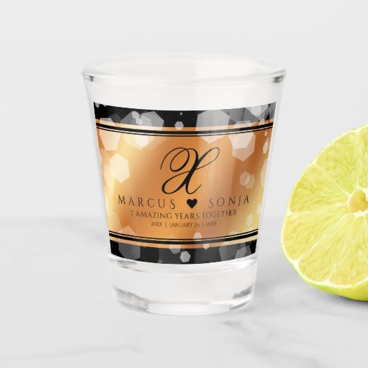 Elegant 7. 22. 49. Geburtstag der Kupferhochzeit Schnapsglas (Vorderseite)