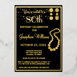Elegant 80 Achtzig Geburtstag Black REAL Gold Folieneinladung