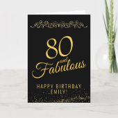 Elegant 80 and Fabulous Ornament 80th Birthday Karte (Vorderseite)
