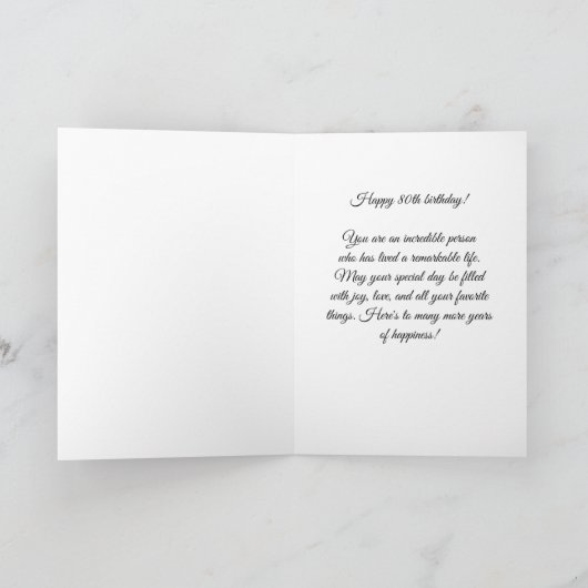 Elegant 80 and Fabulous Ornament 80th Birthday Karte (Innenseite)