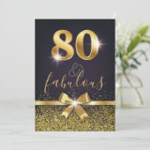 Elegant 80 & Fabulous Gold Glitzer 80. Geburtstag Einladung (Stehend Vorderseite)