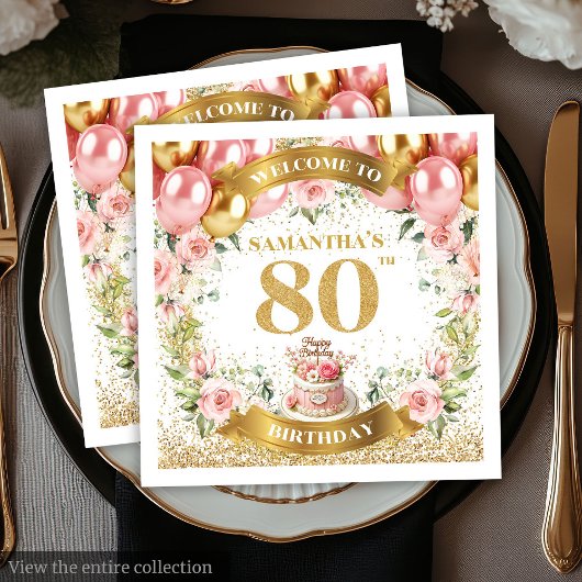 Elegant 80 & Fabulous Party Napkins Serviette