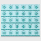 Elegant 80. Geburtstag Aquamarin Blue Glitzer & St Geschenkpapier (Flach)