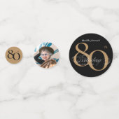 Elegant 80. Geburtstag Black Gold Calligraphie Konfetti (Vorderseiten)