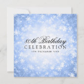 Elegant 80. Geburtstag Blue Winter Wonderland Einladung (Rückseite)