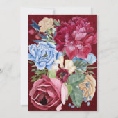 Elegant 80. Geburtstag - Burgund Blumendesign Einladung (Rückseite)