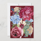 Elegant 80. Geburtstag - Burgund Blumendesign Einladung (Rückseite)