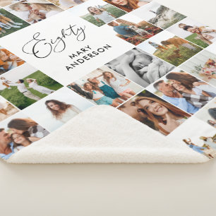 Elegant 80. Geburtstag Foto Collage Skript Sherpadecke