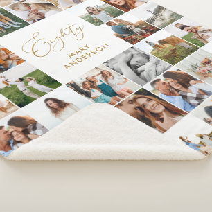 Elegant 80. Geburtstag Foto Collage Skript Sherpadecke
