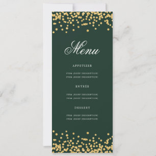 Elegant 80. Geburtstag Menü Gold Green Confetti Einladung