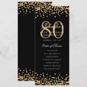 Elegant 80. Geburtstag Programm Gold Black Confett (Vorne/Hinten)