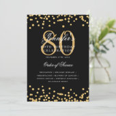 Elegant 80. Geburtstag Programm Menü Gold Black (Stehend Vorderseite)