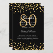 Elegant 80. Geburtstag Programm Menü Gold Black (Vorne/Hinten)