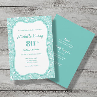 Elegant 80. Geburtstagsfeier Einladung