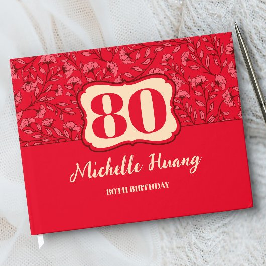 Elegant 80. Geburtstagsgast (RED) Gästebuch