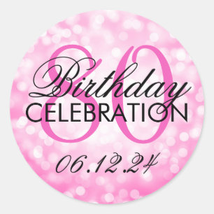Elegant 80. Geburtstagsparty Pink Glitzer Lights Runder Aufkleber