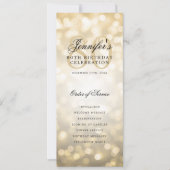 Elegant 80. Geburtstagsparty Programm Gold Bokeh (Vorderseite)