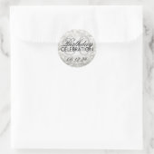 Elegant 80. Geburtstagsparty Silberner Glitzer Lig Runder Aufkleber (Tasche)
