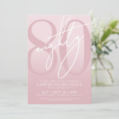 Elegant 80 Pink 80. Geburtstagsparty Einladung (Stehend Vorderseite)