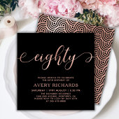 Elegant 80 Rose Gold Script 80. Geburtstag Einladung