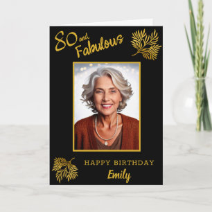 Elegant 80 und Fabelhaft Gold Laub 80. Geburtstag Karte