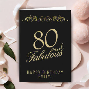 Elegant 80 und Fabelhaft Ornament 80. Geburtstag Karte