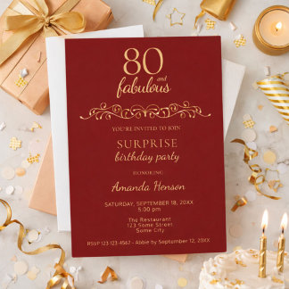 Elegant 80 und fabelhaftes Ornament 80. Geburtstag Einladung