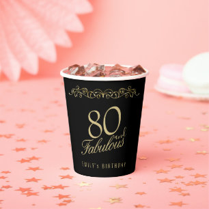 Elegant 80 und fabelhaftes Ornament 80. Geburtstag Pappbecher