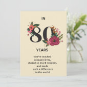 Elegant 80th Birthday Anniversary "In 80 Years" Fl Einladung (Stehend Vorderseite)