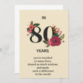 Elegant 80th Birthday Anniversary "In 80 Years" Fl Einladung (Vorne/Hinten)