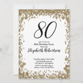 Elegant 80th Birthday Invitation For Her in Gold Einladung (Vorderseite)