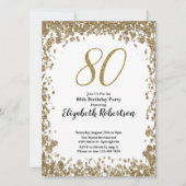 Elegant 80th Birthday Invitation For Her in Gold Einladung (Vorderseite)