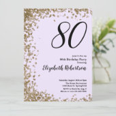 Elegant 80th Birthday Invitation Gold Sequins Einladung (Stehend Vorderseite)