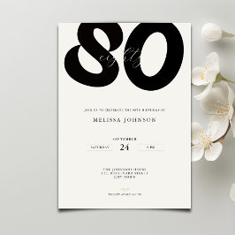 Elegant 80th Birthday Invitation - Minimal Style Einladung
