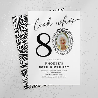 Elegant 80th Birthday Photo Einladung
