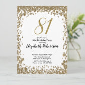 Elegant 81st Birthday Invitation For Her in Gold Einladung (Stehend Vorderseite)