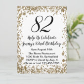 Elegant 82nd Birthday Invitation For Her in Gold Einladung (Stehend Vorderseite)