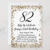 Elegant 82nd Birthday Invitation For Her in Gold Einladung (Vorderseite)