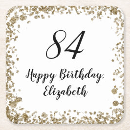 Elegant 84th Birthday Coasters With Gold Sequins Rechteckiger Pappuntersetzer