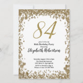 Elegant 84th Birthday Invitation For Her in Gold Einladung (Vorderseite)